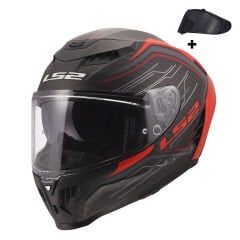 LS2 DRAGON KARBON SUBIC KIRMIZI KASK