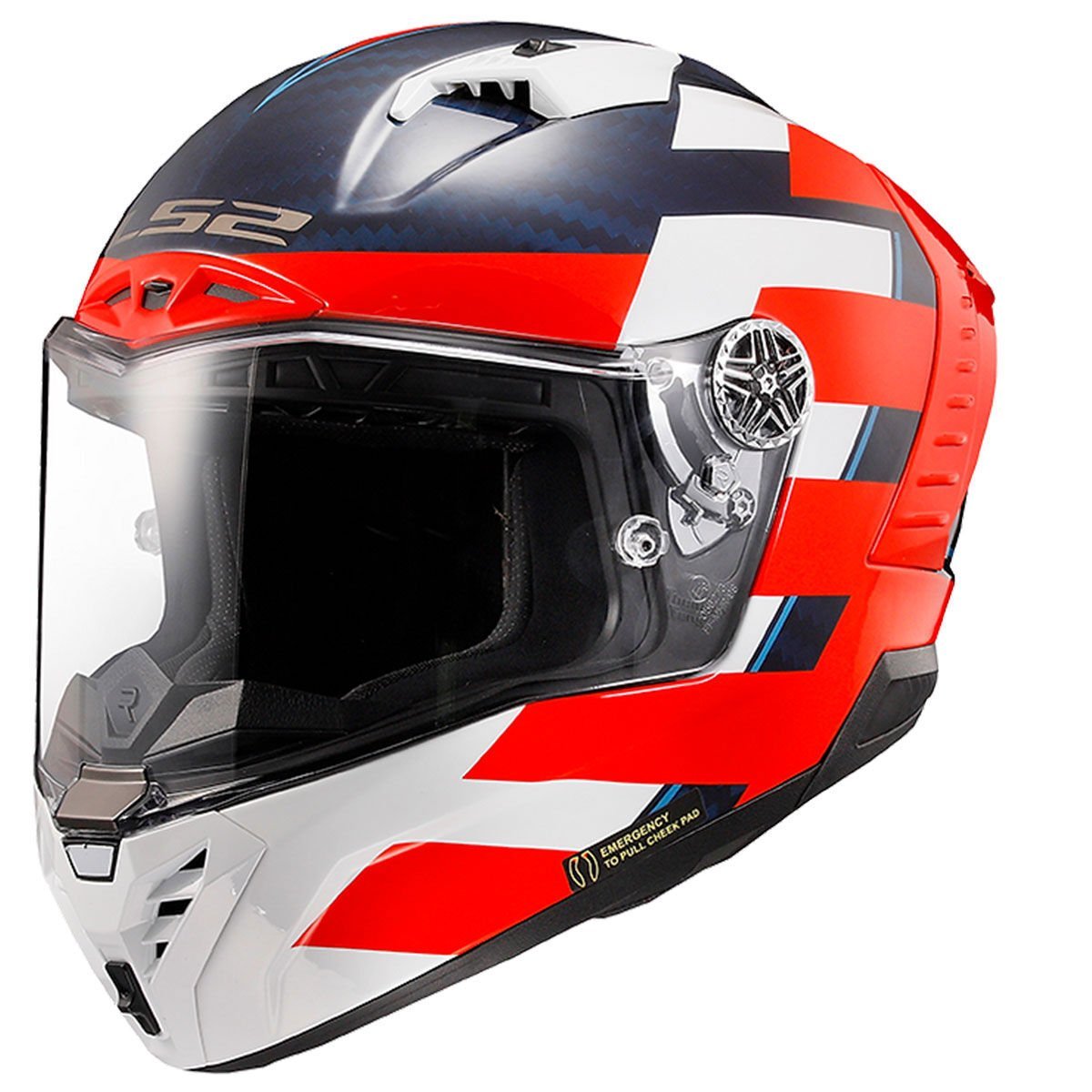 LS2 THUNDER KARBON ALLIANCE KIRMIZI-MAVİ-BEYAZ KASK