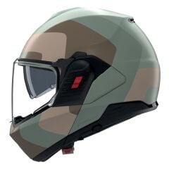 Nolan N120-1 (352) ÇENE ARKAYA AÇILIR KASK OMOCROMO Gri Yeşil/Kahverengi/Kum