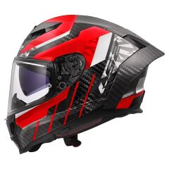 LS2 DRAGON KARBON TRAX KIRMIZI KASK KIRMIZI - L