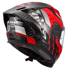 LS2 DRAGON KARBON TRAX KIRMIZI KASK KIRMIZI - L