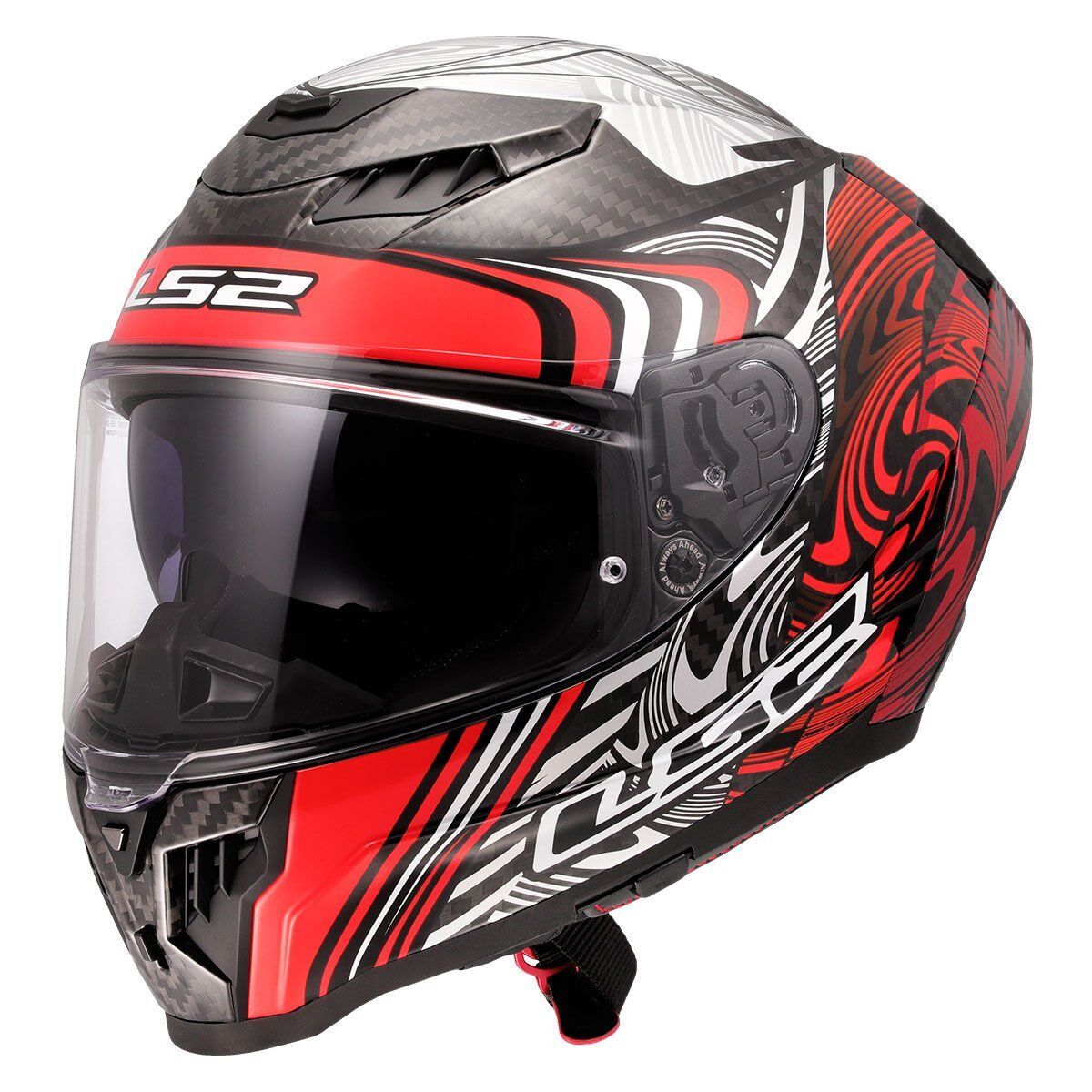 LS2 DRAGON KARBON ENTHUM KIRMIZI KASK KIRMIZI - L