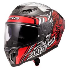 LS2 DRAGON KARBON ENTHUM KIRMIZI KASK KIRMIZI - L