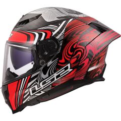 LS2 DRAGON KARBON ENTHUM KIRMIZI KASK KIRMIZI - L