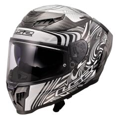 LS2 DRAGON KARBON ENTHUM SİYAH-GRİ KASK SIYAH - XXL