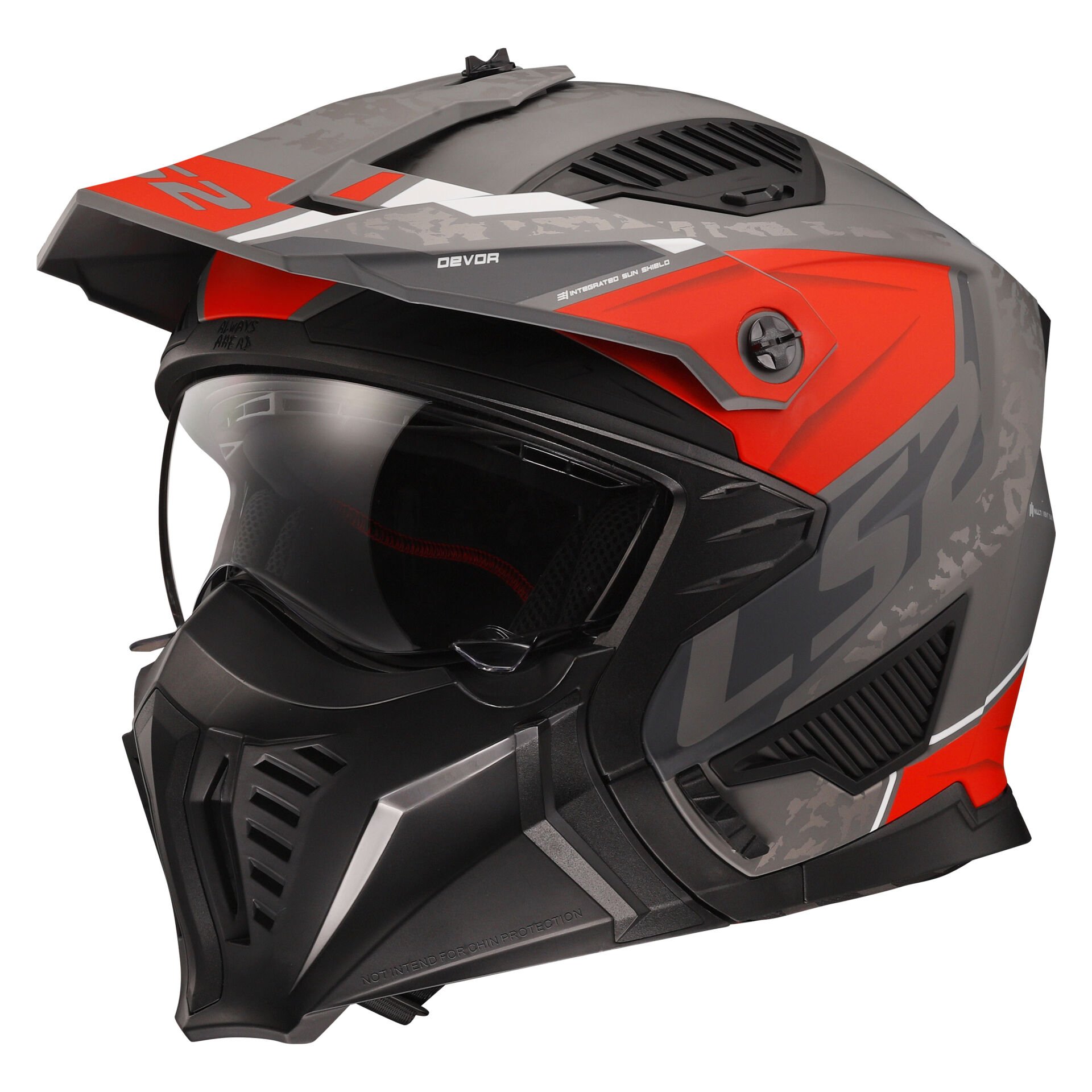 LS2 DRIFTER DEVOR MAT GRİ-TITANIUM-KIRMIZI KASK