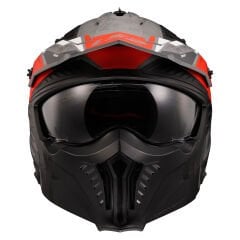 LS2 DRIFTER DEVOR MAT GRİ-TITANIUM-KIRMIZI KASK