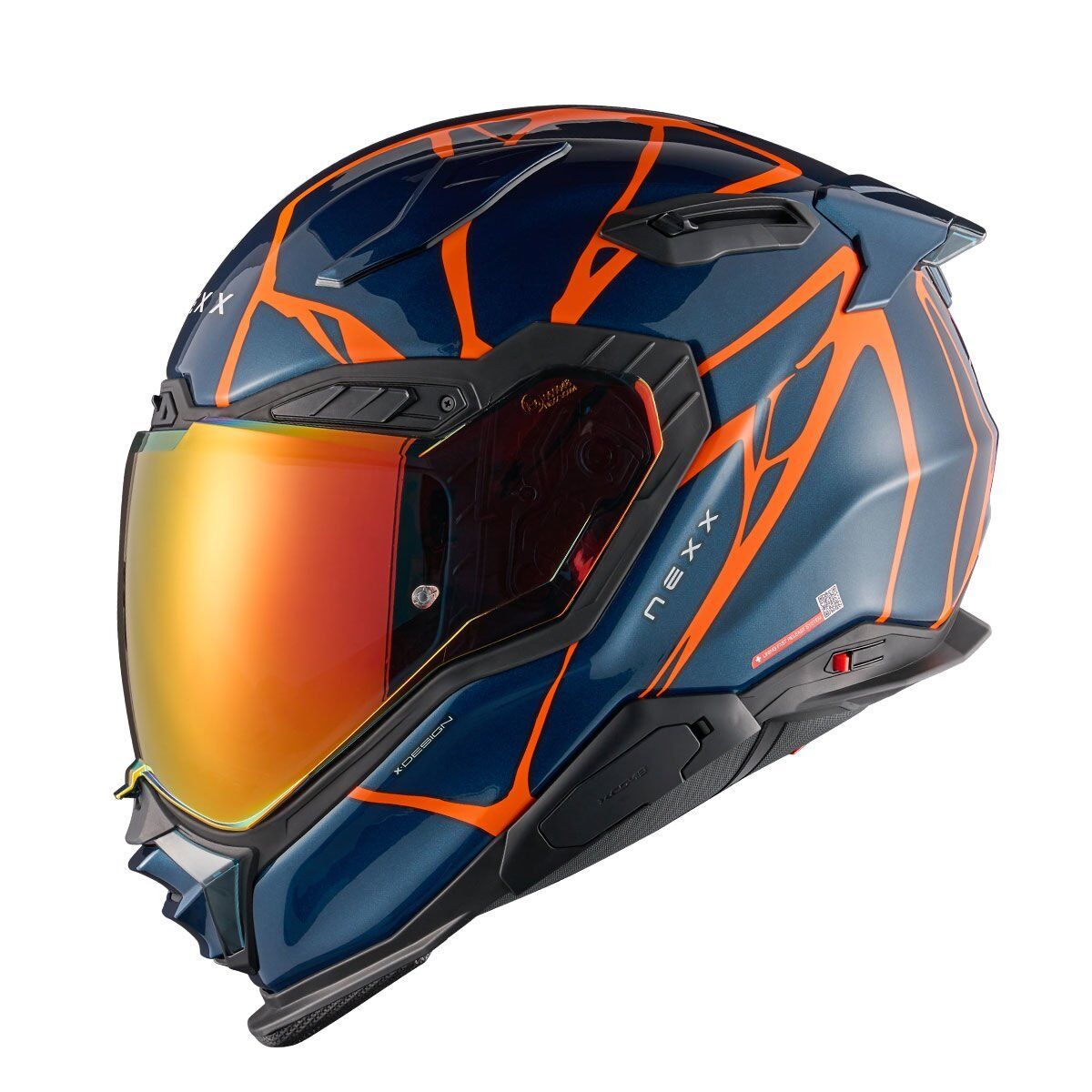 NEXX X.WST 3 B-SIDE MAT MAVİ-TURUNCU KASK TURUNCU - L