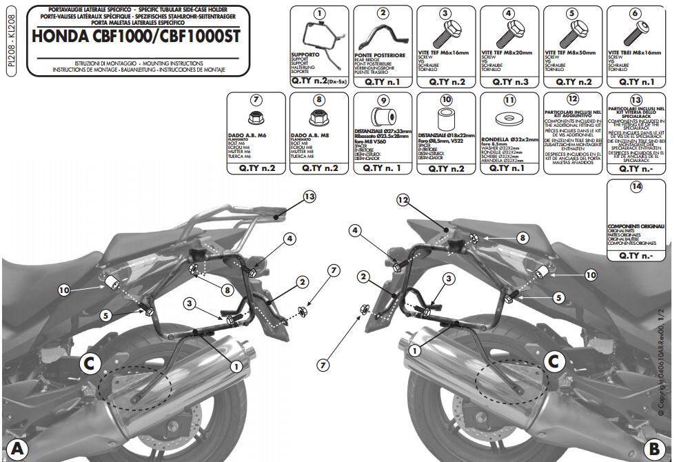 GIVI PL208 HONDA CBF 1000 - CBF 1000ST (10-14) YAN ÇANTA TAŞIYICI