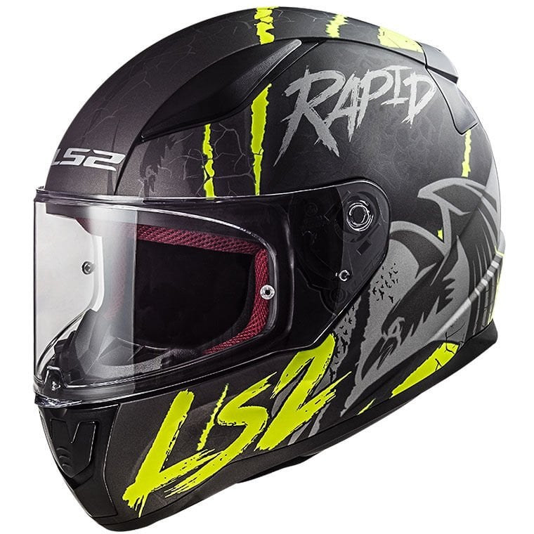 LS2 RAPID RAVEN MAT SİYAH-GRİ-NEON SARI KASK