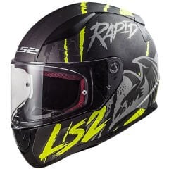 LS2 RAPID RAVEN MAT SİYAH-GRİ-NEON SARI KASK